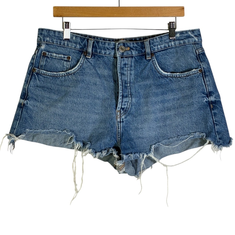Zara Womens Cutoff Daisy Dukes Denim Shorts Size 12 Medium Wash Y2K